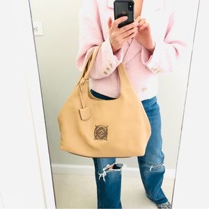 Loewe large hobo bag . tan color ,silver tone hardware,